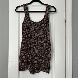 Black and Pink Floral Sleeveless Romper